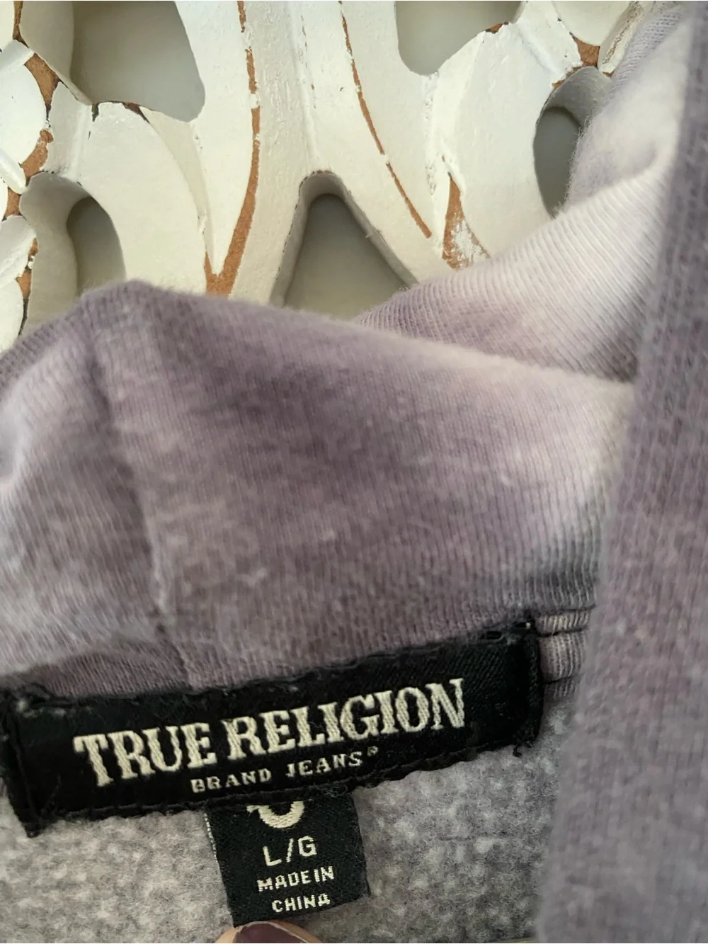 Men’s True Religion Tie Dye Graphic Hoodie Buddha Guitar Fleece Pullover Size L
